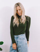 Rib Turtle Neck - Collage Green